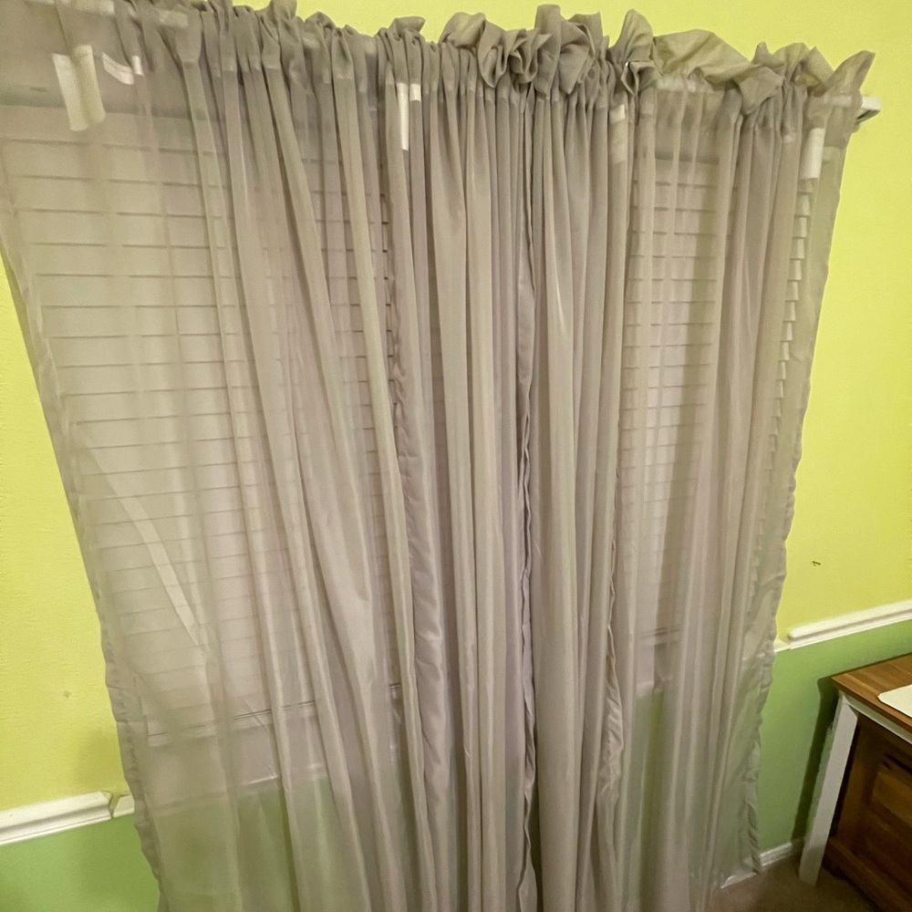 Sheer Sage Green Curtains (4 panels) 84x54